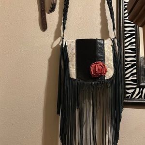 One of a kind Rowdy Rose Fringe Purse